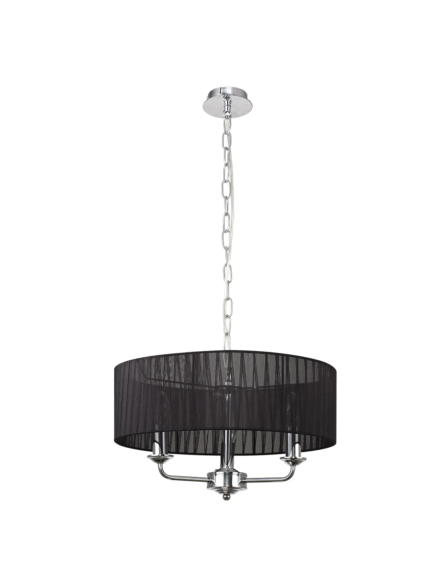 Banyan 45cm 3 Light Pendant Polished Chrome; Black DK0859  Deco Banyan CH BL